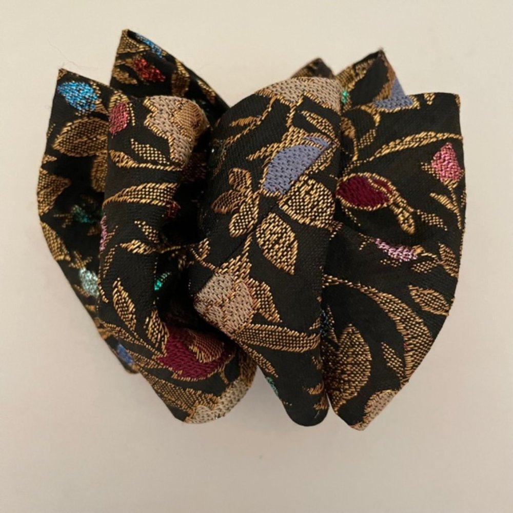 Stunning Vintage Brocade Fabric Hair Bow Barrette/Clip